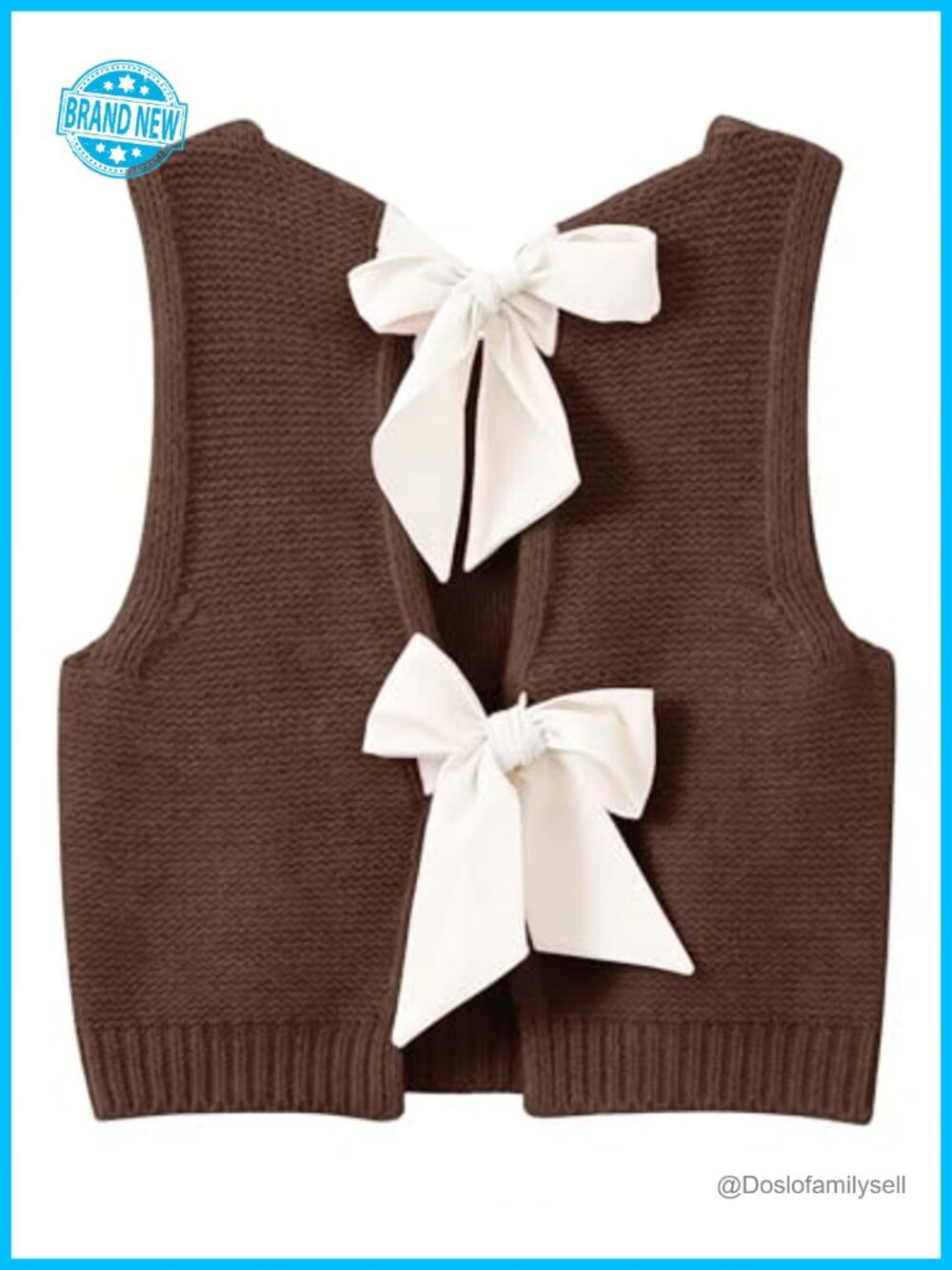 Womens Sleeveless Bow Tie Back Knit Sweater Vest Casual Summer Tank Top